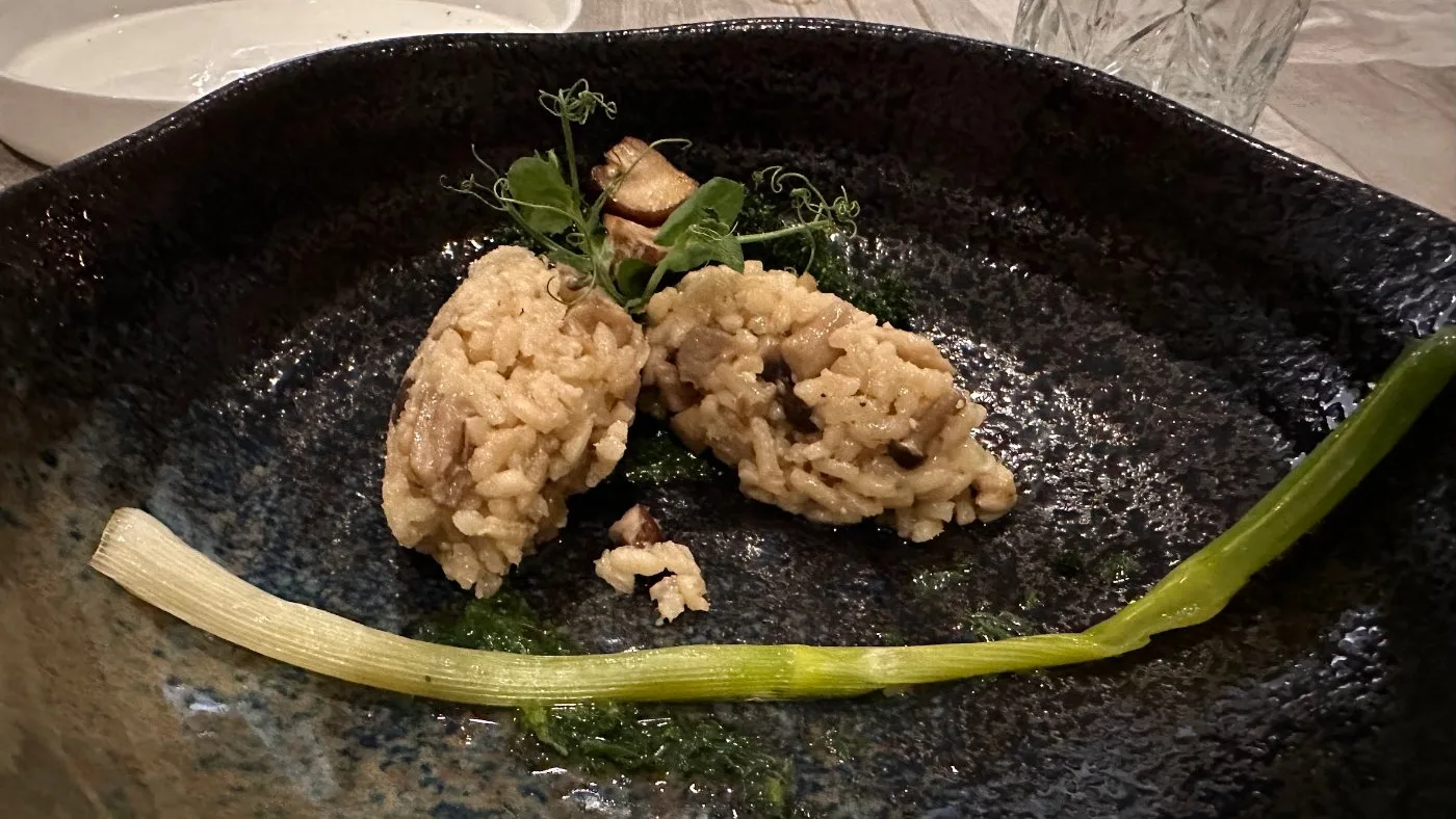 Voorbeeld van Risotto met kruidenolie en gegrilde Eryngii