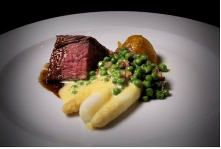 Voorbeeld van Kalfshaas, sherrysaus, aardappel, hollandaise saus
