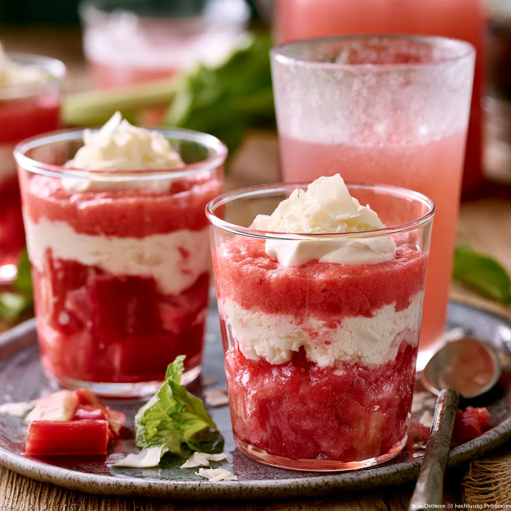 Voorbeeld van Rabarberdessert met citroengras en rabarberlimonade