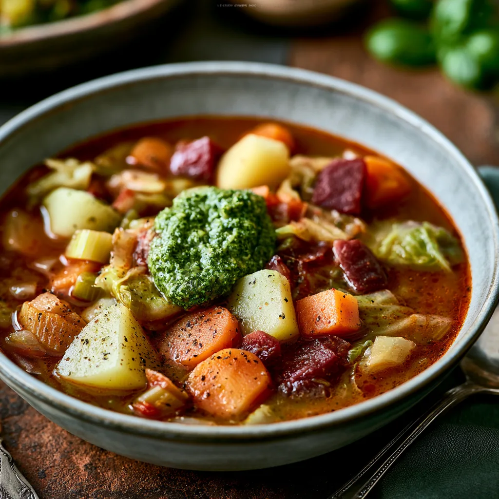 Voorbeeld van Minestronesoep met pesto