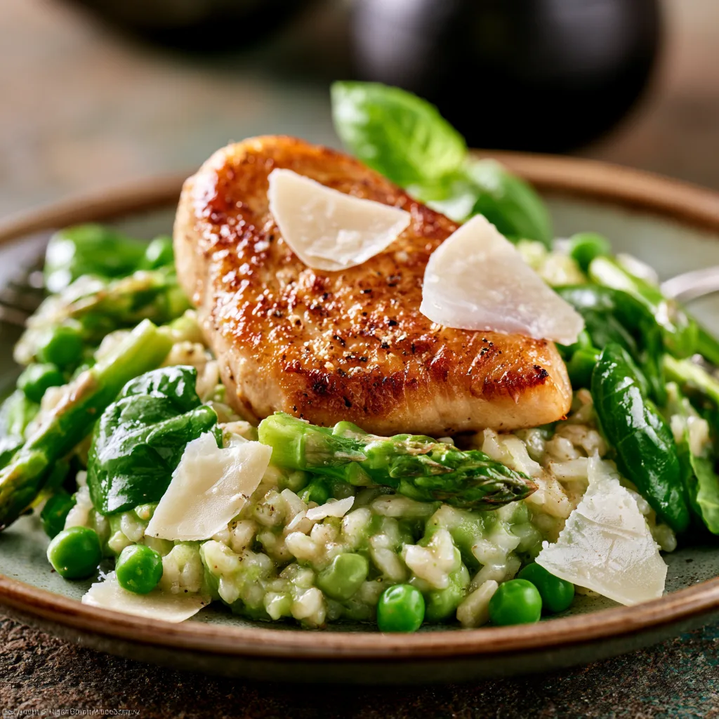 Voorbeeld van Maïskipfilet met erwtenrisotto