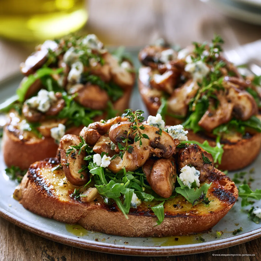 Voorbeeld van Bruschetta met gebakken paddenstoelen