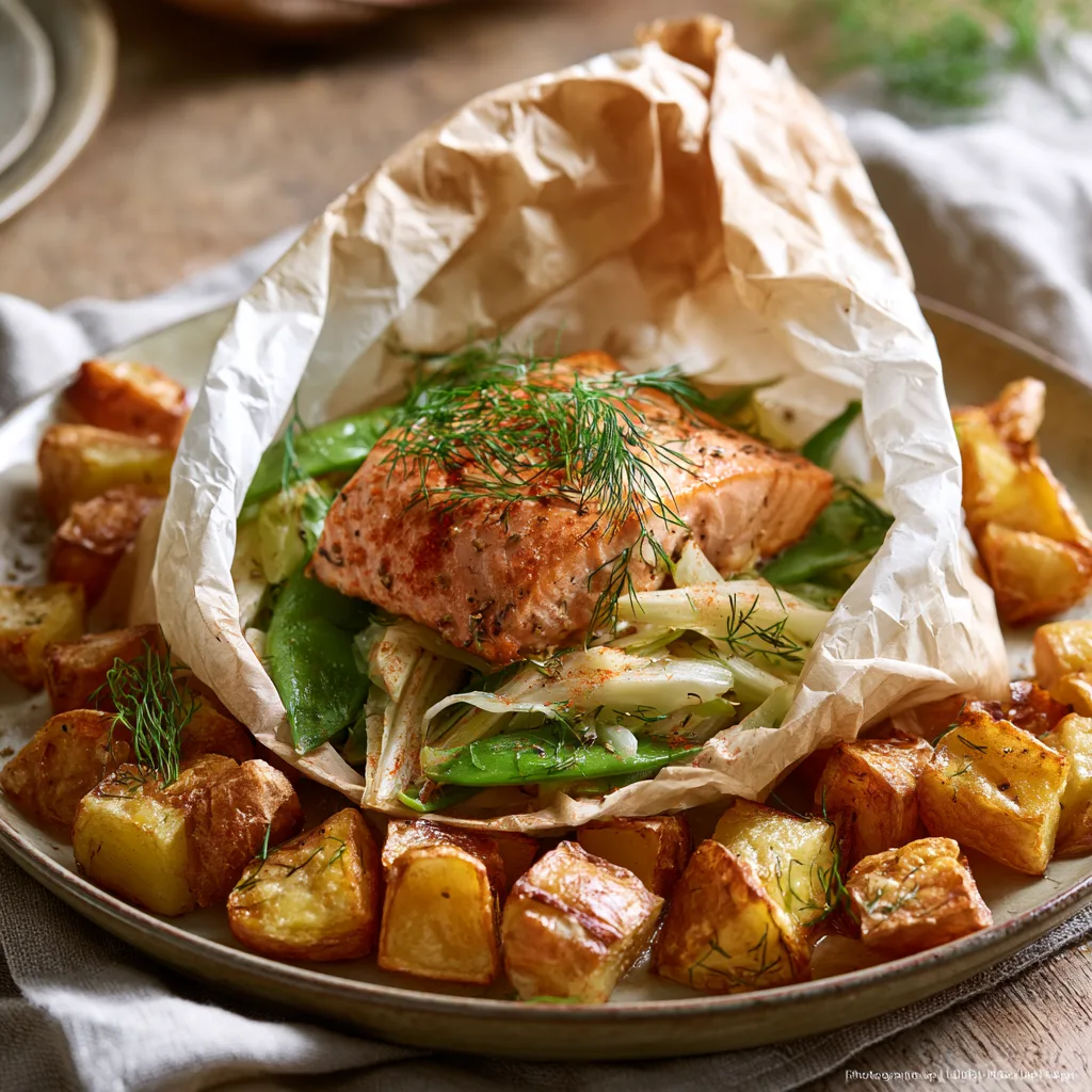 Voorbeeld van Zalm en papillote met venkel en peultjes