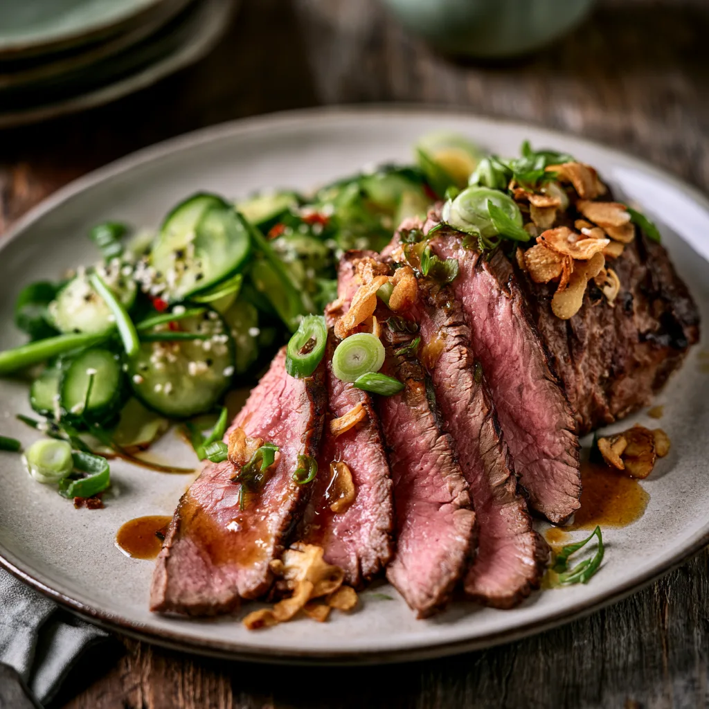 Voorbeeld van Tataki van runderhaas & een komkommersalade