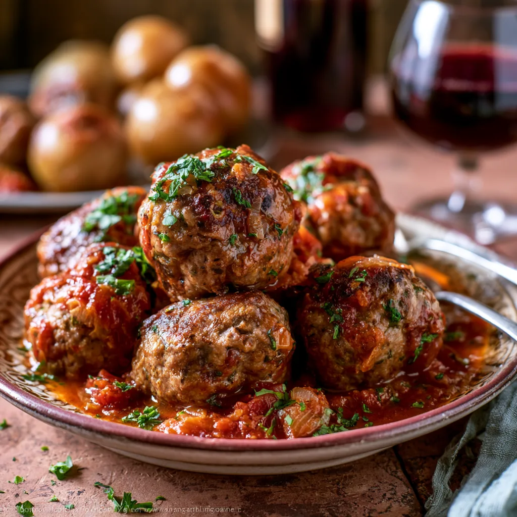 Voorbeeld van Spaanse gehaktballetjes met tomatenwijnsaus