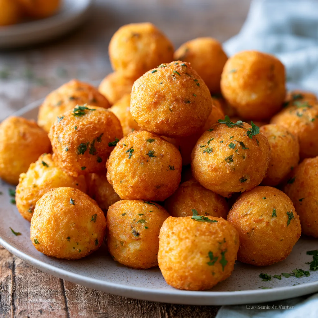 Voorbeeld van Gefrituurde aardappel-kaas balletjes