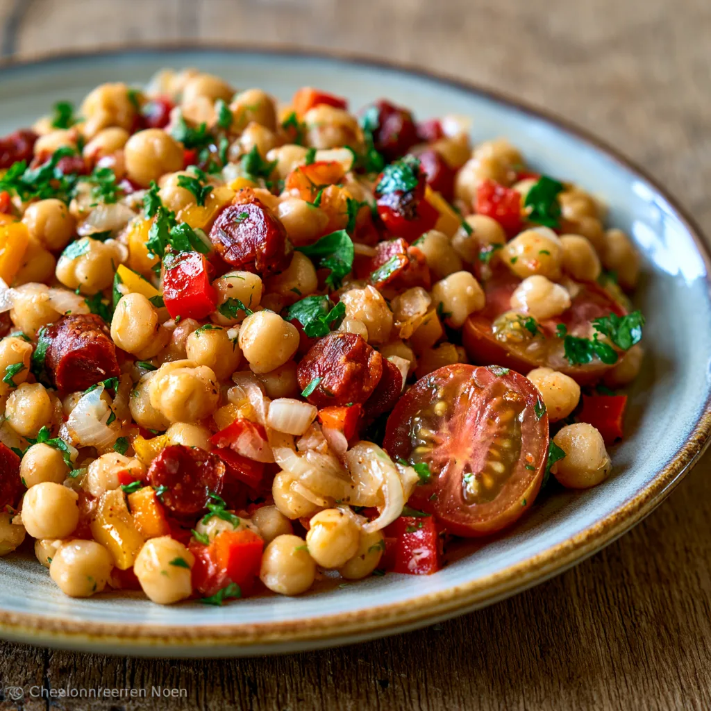 Voorbeeld van Kikkererwtensalade met chorizo