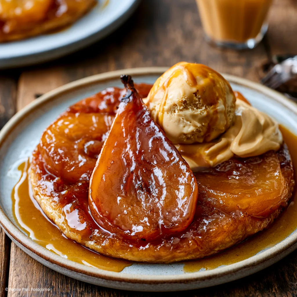 Voorbeeld van Tarte tatin van peer en karamel ijs