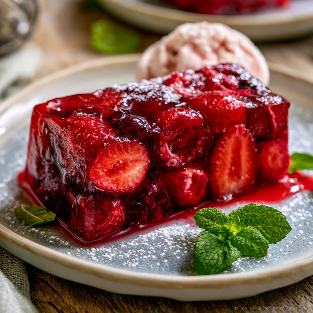 Voorbeeld van Rood fruit gelei met yoghurt ijs