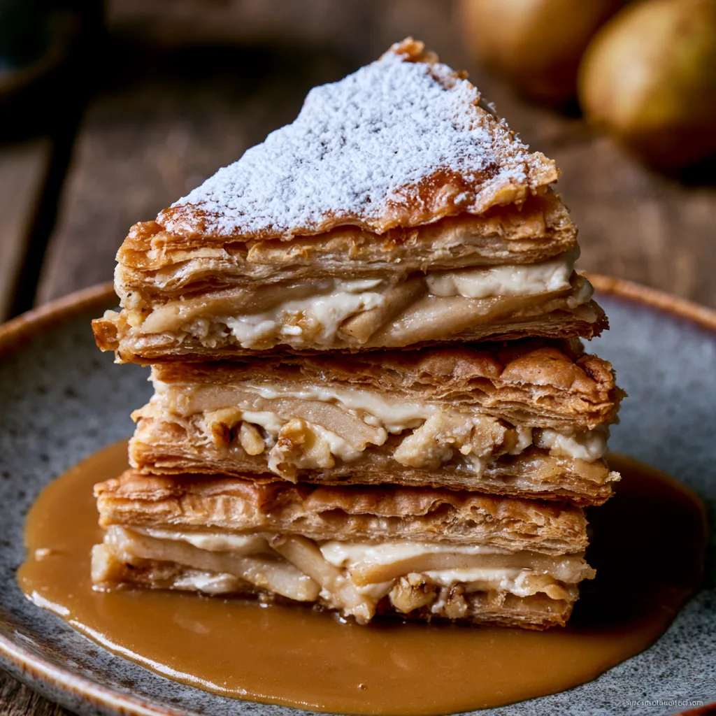 Voorbeeld van Kastanje en peren “millefeuille”