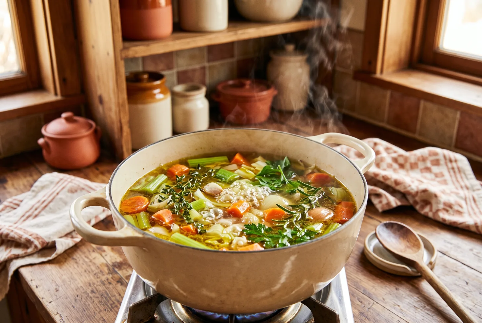 Foto bij bouillon trekken