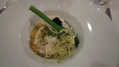 Voorbeeld van Taartje met schelvis en scampi