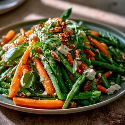Voorbeeld van Bonensalade met feta en basilicum