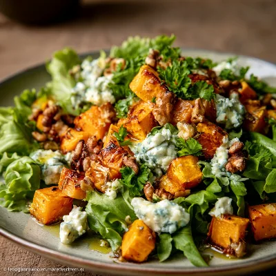Voorbeeld van Salade met geroosterde pompoen en gorgonzola